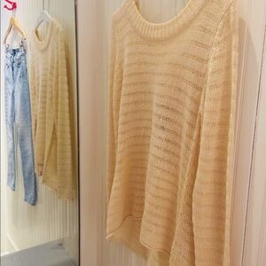 NWT POOF! Cream color Open V Back Sweater